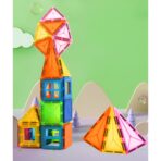Set 88 Piese Magnetice de Constructie, Embo, Piese 5.5 cm, Magnetic Tiles, Forme Geometrice, 3 Ani, ABS, Magnet, 27.5 x 21.5 x 17 cm, Multicolor - imagine 7