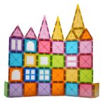 Set 88 Piese Magnetice de Constructie, Embo, Piese 5.5 cm, Magnetic Tiles, Forme Geometrice, 3 Ani, ABS, Magnet, 27.5 x 21.5 x 17 cm, Multicolor