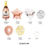 Set 9 Baloane din Folie Metalizată si din Latex, Embo, Model Sticla de Sampanie, Baloane Party, Bat si Adeziv Incluse, Umflare cu Aer sau Heliu, Roz Alb - imagine 2