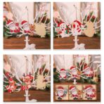 Set 9 Decoratiuni de Craciun din Lemn, Embo, cu Snur pentru Agatare in Brad, Model Oameni de Zapada, 3 Modele, Diferite Dimensiuni, Multicolor - imagine 4