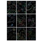 Set 9 Planse Razuibile, Embo, Scratch ArtCards, +3 Ani, de Razuit si de Colorat, 19 x 14 cm, Model Dinozauri, Multicolor - imagine 2