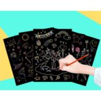 Set 9 Planse Razuibile, Embo, Scratch ArtCards, +3 Ani, de Razuit si de Colorat, 19 x 14 cm, Model Spatiu Cosmic, Multicolor - imagine 6