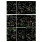 Set 9 Planse Razuibile, Embo, Scratch ArtCards, +3 Ani, de Razuit si de Colorat, 19 x 14 cm, Model ZOO, Multicolor - imagine 2