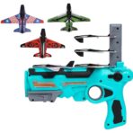 Set Arma de jucarie tip lansator de avioane, Air Battle, Turcoaz - imagine 2