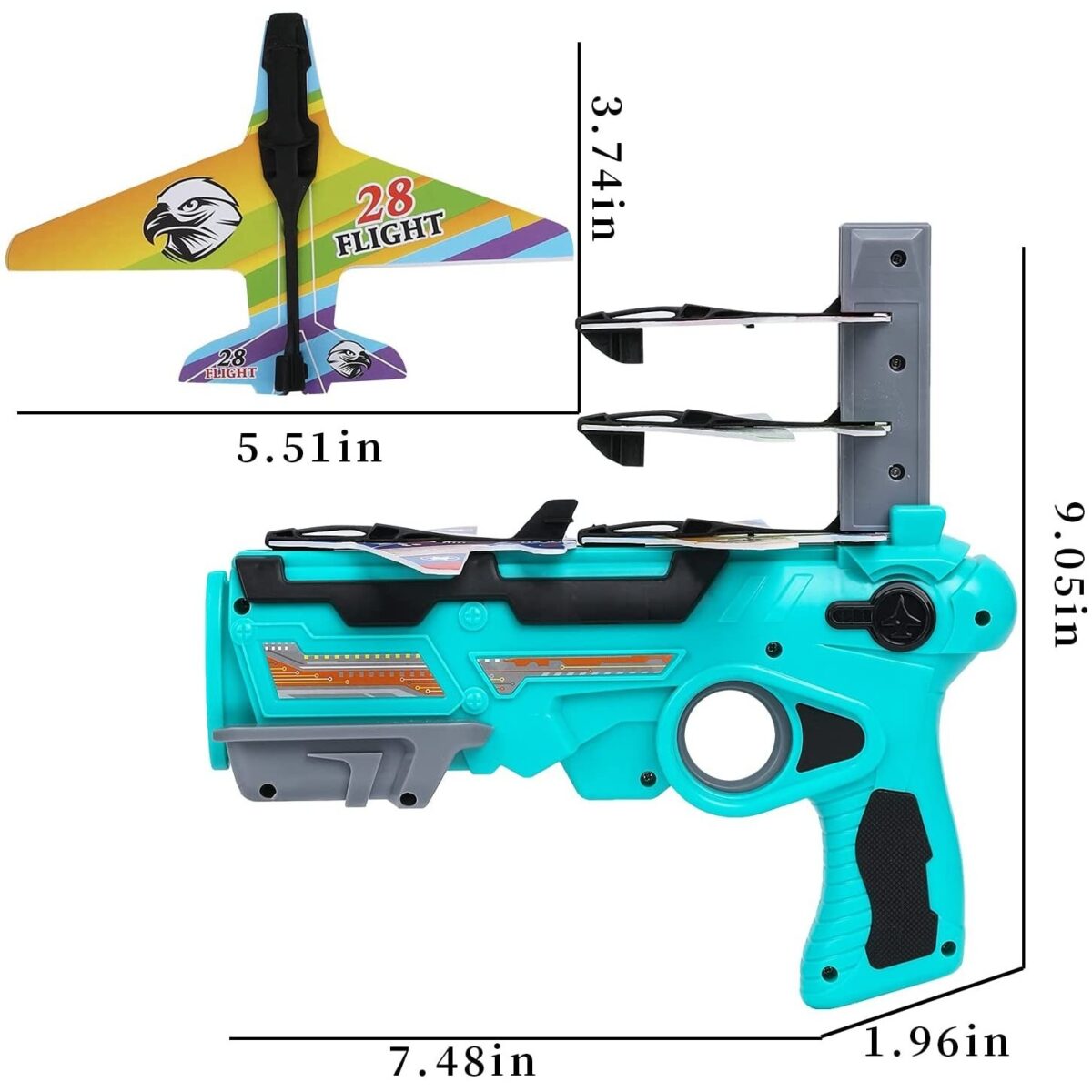 Set Arma de jucarie tip lansator de avioane, Air Battle, Turcoaz - imagine 4