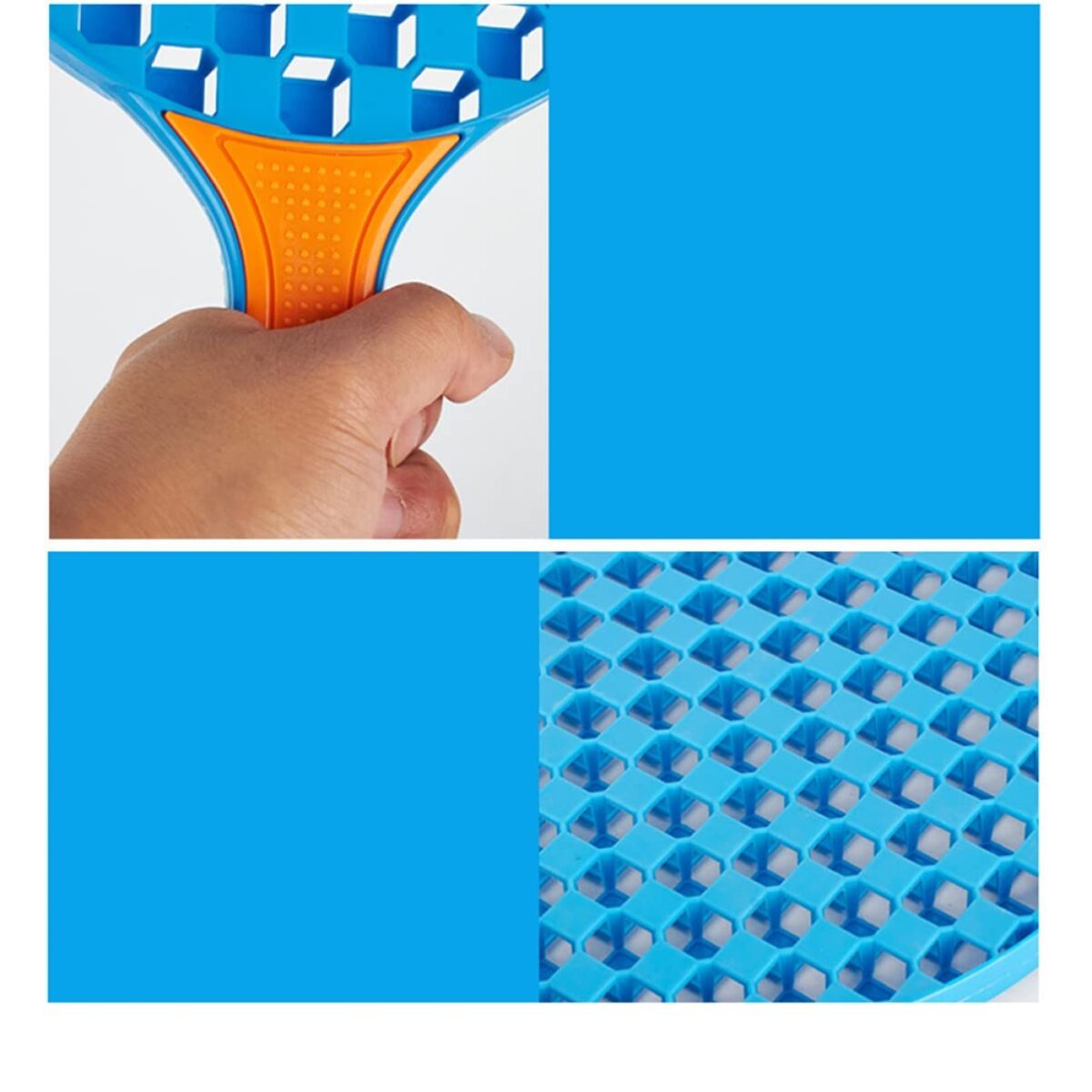 Set  Badminton pentru Copii, Embo, 2 Palete, 3 Mingi, Pentru Joaca si Antrenament, Albastru Portocaliu - imagine 3