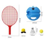 Set Badminton pentru Copii, Embo, Doua Palete, Fluturas, 2 Mingi, Minge cu Elastic pentru Antrenament, Suport de Prindere Stabil, 40.5x23 cm, Rosu Galben - imagine 3