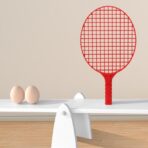 Set Badminton pentru Copii, Embo, Doua Palete, Fluturas, 2 Mingi, Minge cu Elastic pentru Antrenament, Suport de Prindere Stabil, 40.5x23 cm, Rosu Galben - imagine 5