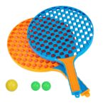 Set  Badminton pentru Copii, Embo, 2 Palete, 3 Mingi, Pentru Joaca si Antrenament, Albastru Portocaliu