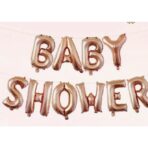Set Baloane din Folie Metalizata, Embo, Model Baby Shower, Litere de 40 cm, Baloane Party, Ambalaj Individual, Pai, Ata si Adeziv Incluse, Umflare cu Aer sau Heliu, Rose Gold - imagine 2