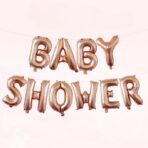 Set Baloane din Folie Metalizata, Embo, Model Baby Shower, Litere de 40 cm, Baloane Party, Ambalaj Individual, Pai, Ata si Adeziv Incluse, Umflare cu Aer sau Heliu, Rose Gold - imagine 3