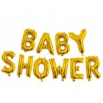 Set Baloane din Folie Metalizata, Embo, Model Baby Shower, Litere de 40 cm, Baloane Party, Ambalaj Individual, Pai, Ata si Adeziv Incluse, Umflare cu Aer sau Heliu, Auriu - imagine 2