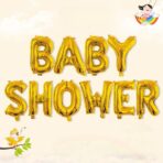 Set Baloane din Folie Metalizata, Embo, Model Baby Shower, Litere de 40 cm, Baloane Party, Ambalaj Individual, Pai, Ata si Adeziv Incluse, Umflare cu Aer sau Heliu, Auriu - imagine 3