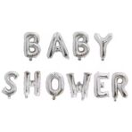 Set Baloane din Folie Metalizata, Embo, Model Baby Shower, Litere de 40 cm, Baloane Party, Ambalaj Individual, Pai, Ata si Adeziv Incluse, Umflare cu Aer sau Heliu, Argintiu - imagine 4