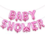 Set Baloane din Folie Metalizata, Embo, Model Baby Shower, Litere de 40 cm, Baloane Party, Ambalaj Individual, Pai, Ata si Adeziv Incluse, Umflare cu Aer sau Heliu, Roz - imagine 2