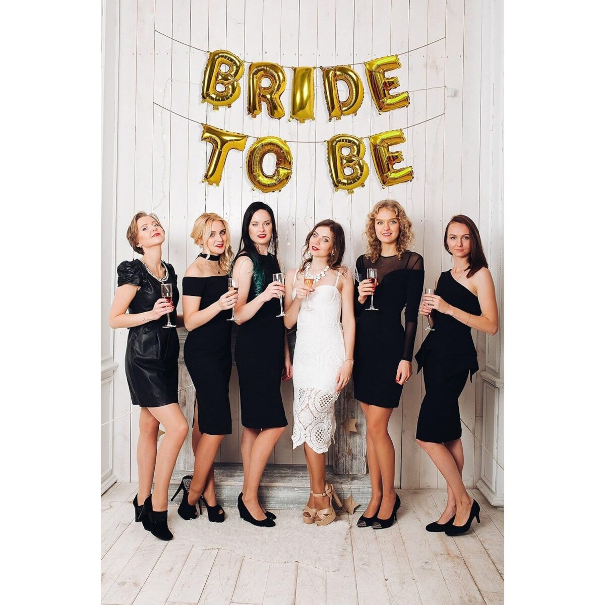 Set Baloane din Folie Metalizata, Embo, Model Bride to Be, Litere de 40 cm, Baloane Party, Ambalaj Individual, Pai Inclus, Umflare cu Aer sau Heliu, Auriu - imagine 2