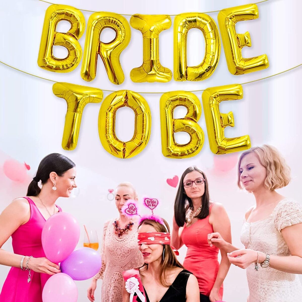 Set Baloane din Folie Metalizata, Embo, Model Bride to Be, Litere de 40 cm, Baloane Party, Ambalaj Individual, Pai Inclus, Umflare cu Aer sau Heliu, Auriu - imagine 3