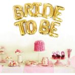 Set Baloane din Folie Metalizata, Embo, Model Bride to Be, Litere de 40 cm, Baloane Party, Ambalaj Individual, Pai Inclus, Umflare cu Aer sau Heliu, Auriu - imagine 4
