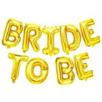 Set Baloane din Folie Metalizata, Embo, Model Bride to Be, Litere de 40 cm, Baloane Party, Ambalaj Individual, Pai Inclus, Umflare cu Aer sau Heliu, Auriu - imagine 5