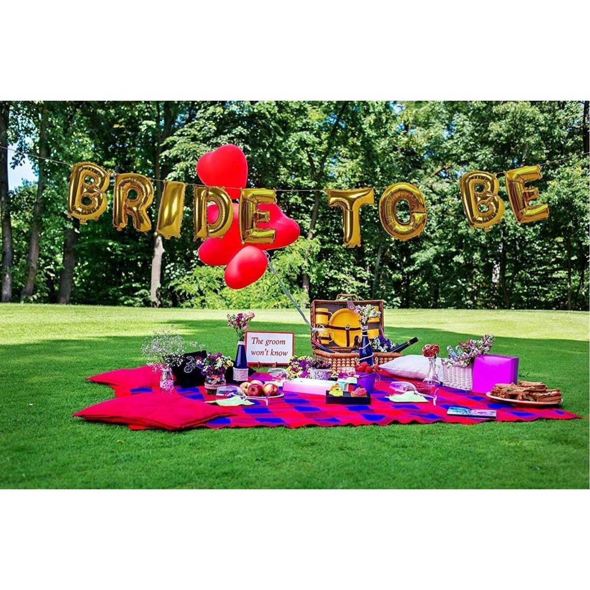 Set Baloane din Folie Metalizata, Embo, Model Bride to Be, Litere de 40 cm, Baloane Party, Ambalaj Individual, Pai Inclus, Umflare cu Aer sau Heliu, Auriu - imagine 6