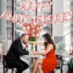 Set Baloane din Folie Metalizata, Embo, Model Happy Anniversary, Litere de 40 cm, Baloane Party, Ambalaj Individual, Pai Inclus, Umflare cu Aer sau Heliu, Roz - imagine 4