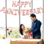 Set Baloane din Folie Metalizata, Embo, Model Happy Anniversary, Litere de 40 cm, Baloane Party, Ambalaj Individual, Pai Inclus, Umflare cu Aer sau Heliu, Roz - imagine 6