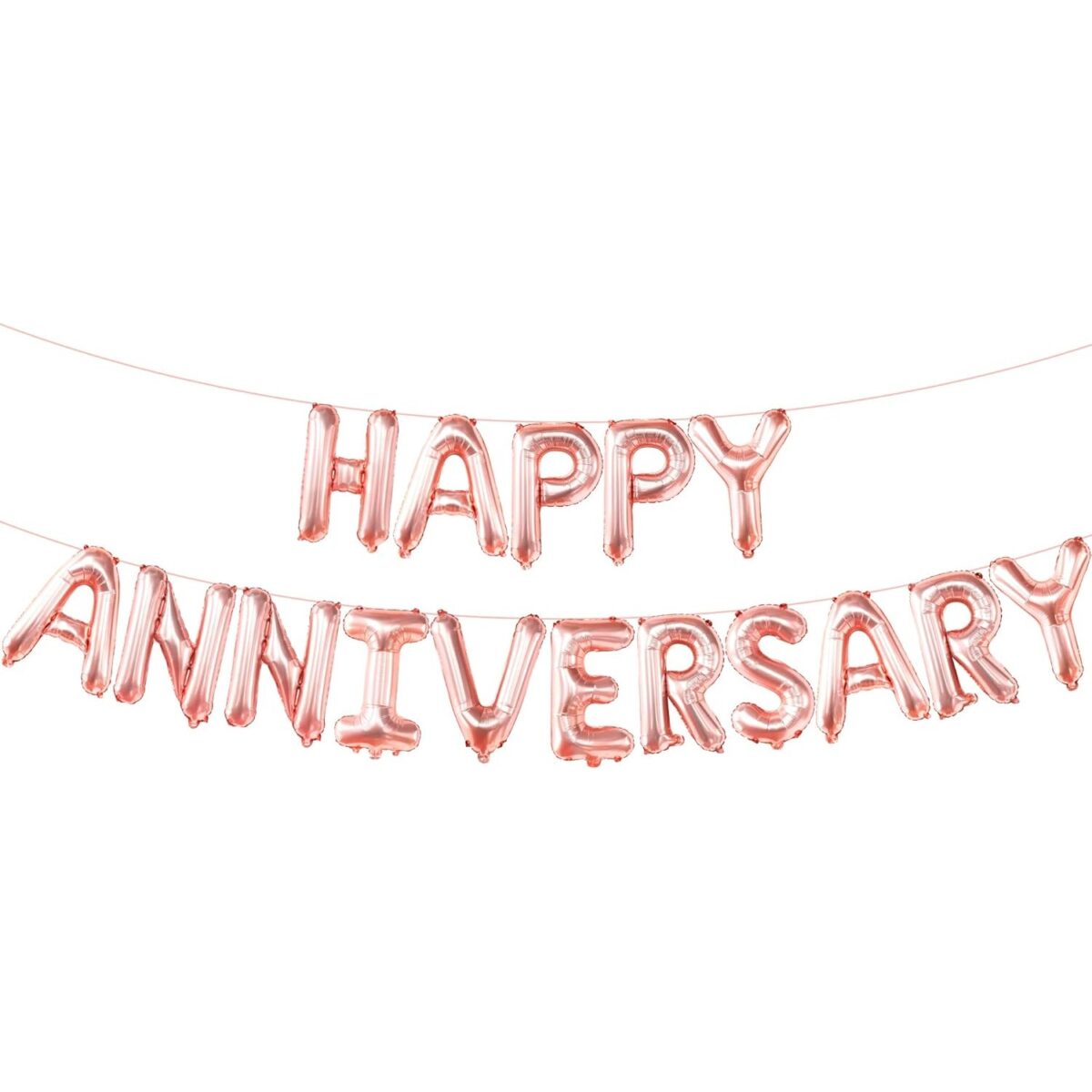 Set Baloane din Folie Metalizata, Embo, Model Happy Anniversary, Litere de 40 cm, Baloane Party, Ambalaj Individual, Pai Inclus, Umflare cu Aer sau Heliu, Roz - imagine 7