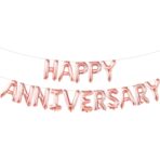 Set Baloane din Folie Metalizata, Embo, Model Happy Anniversary, Litere de 40 cm, Baloane Party, Ambalaj Individual, Pai Inclus, Umflare cu Aer sau Heliu, Roz - imagine 7
