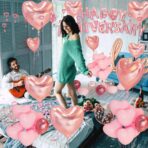 Set Baloane din Folie Metalizata, Embo, Model Happy Anniversary, Litere de 40 cm, Baloane Party, Ambalaj Individual, Pai Inclus, Umflare cu Aer sau Heliu, Roz - imagine 11