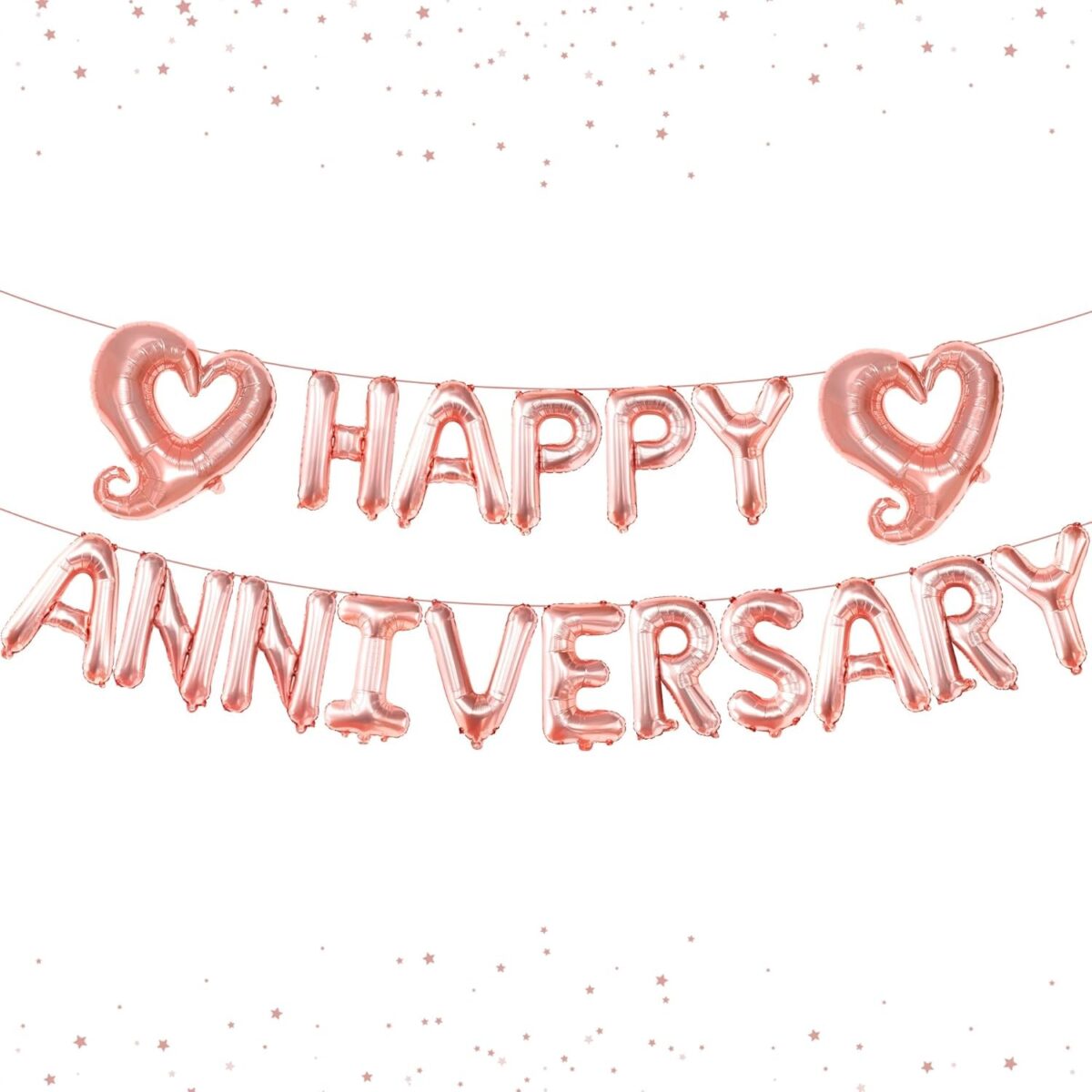 Set Baloane din Folie Metalizata, Embo, Model Happy Anniversary, Litere de 40 cm, Baloane Party, Ambalaj Individual, Pai Inclus, Umflare cu Aer sau Heliu, Roz - imagine 14