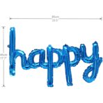 Set Baloane din Folie Metalizata, Embo, Model Happy Birthday, 45x85 cm, 45x124cm, Baloane Party, Ambalaj Individual, Pai Inclus, Umflare cu Aer sau Heliu, Albastru - imagine 3