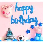 Set Baloane din Folie Metalizata, Embo, Model Happy Birthday, 45x85 cm, 45x124cm, Baloane Party, Ambalaj Individual, Pai Inclus, Umflare cu Aer sau Heliu, Albastru - imagine 5