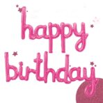 Set Baloane din Folie Metalizata, Embo, Model Happy Birthday, 45x85 cm, 45x124cm, Baloane Party, Ambalaj Individual, Pai Inclus, Umflare cu Aer sau Heliu, Roz - imagine 2