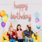 Set Baloane din Folie Metalizata, Embo, Model Happy Birthday, 45x85 cm, 45x124cm, Baloane Party, Ambalaj Individual, Pai Inclus, Umflare cu Aer sau Heliu, Roz Pal - imagine 4