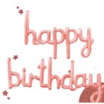 Set Baloane din Folie Metalizata, Embo, Model Happy Birthday, 45x85 cm, 45x124cm, Baloane Party, Ambalaj Individual, Pai Inclus, Umflare cu Aer sau Heliu, Roz Pal - imagine 8