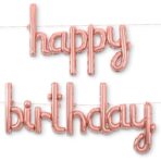 Set Baloane din Folie Metalizata, Embo, Model Happy Birthday, 45x85 cm, 45x124cm, Baloane Party, Ambalaj Individual, Pai Inclus, Umflare cu Aer sau Heliu, Roz Pal - imagine 9