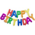 Set Baloane din Folie Metalizata, Embo, Model Happy Birthday, Litere de 40 cm, Baloane Party, Ambalaj Individual, Pai, Ata si Adeziv Incluse, Umflare cu Aer sau Heliu, Multicolor - imagine 6