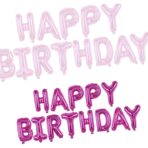 Set Baloane din Folie Metalizata, Embo, Model Happy Birthday, Litere de 40 cm, Baloane Party, Ambalaj Individual, Pai, Ata si Adeziv Incluse, Umflare cu Aer sau Heliu, Mov - imagine 3