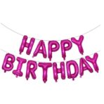 Set Baloane din Folie Metalizata, Embo, Model Happy Birthday, Litere de 40 cm, Baloane Party, Ambalaj Individual, Pai, Ata si Adeziv Incluse, Umflare cu Aer sau Heliu, Mov - imagine 5