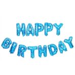 Set Baloane din Folie Metalizata, Embo, Model Happy Birthday, Litere de 40 cm, Baloane Party, Ambalaj Individual, Pai, Ata si Adeziv Incluse, Umflare cu Aer sau Heliu, Albastru - imagine 3