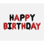 Set Baloane din Folie Metalizata, Embo, Model Happy Birthday, Litere de 40 cm, Baloane Party, Ambalaj Individual, Pai, Ata si Adeziv Incluse, Umflare cu Aer sau Heliu, Rosu-Negru - imagine 7