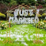 Set Baloane din Folie Metalizata, Embo, Model Just Married, Litere de 40 cm, Baloane Party, Ambalaj Individual, Pai, Ata si Adeziv Incluse, Umflare cu Aer sau Heliu, Argintiu - imagine 7