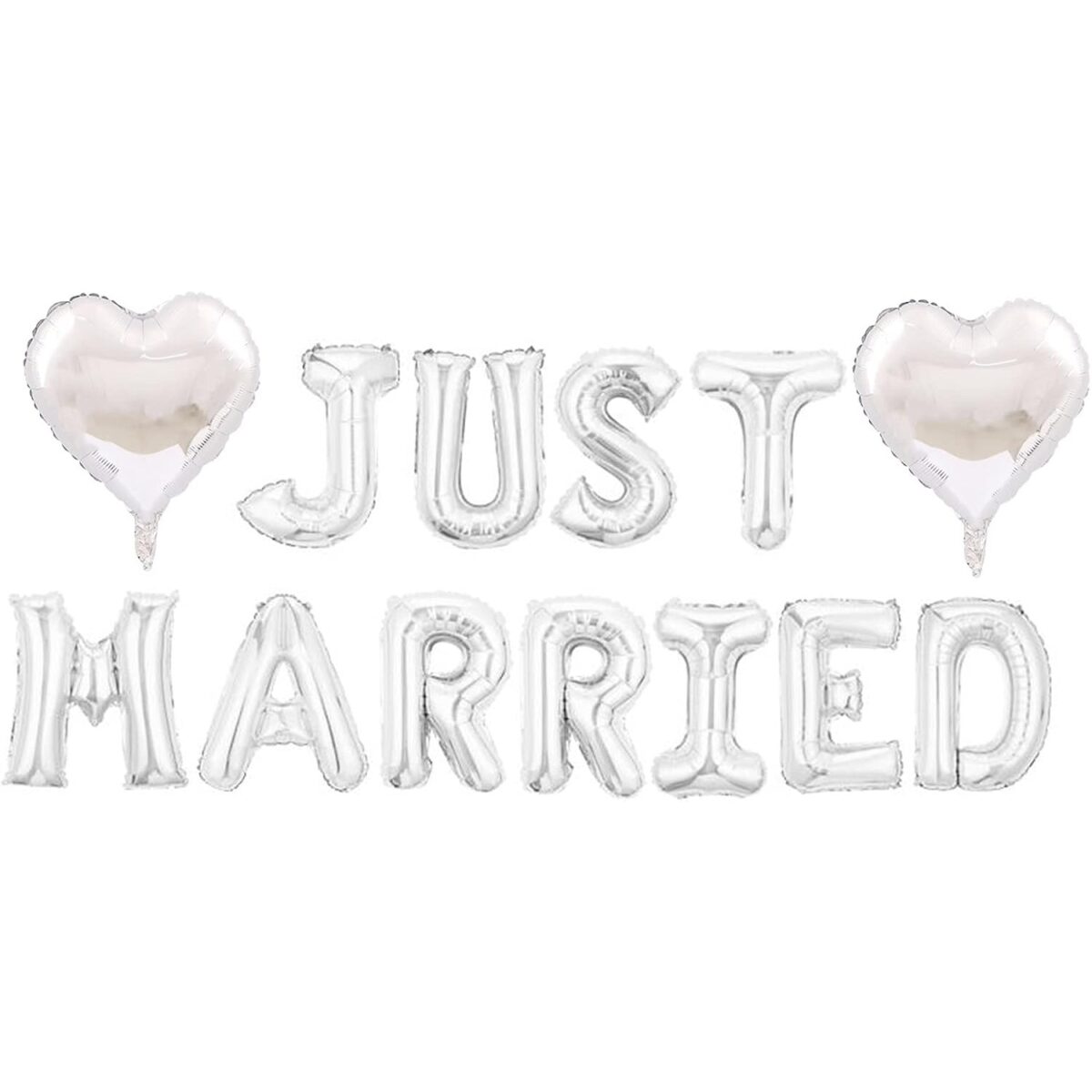 Set Baloane din Folie Metalizata, Embo, Model Just Married, Litere de 40 cm, Baloane Party, Ambalaj Individual, Pai, Ata si Adeziv Incluse, Umflare cu Aer sau Heliu, Argintiu - imagine 9