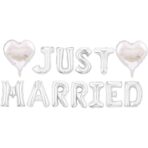 Set Baloane din Folie Metalizata, Embo, Model Just Married, Litere de 40 cm, Baloane Party, Ambalaj Individual, Pai, Ata si Adeziv Incluse, Umflare cu Aer sau Heliu, Argintiu - imagine 9