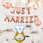 Set Baloane din Folie Metalizata, Embo, Model Just Married, Litere de 40 cm, Baloane Party, Ambalaj Individual, Pai, Ata si Adeziv Incluse, Umflare cu Aer sau Heliu, Roz - imagine 4