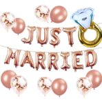 Set Baloane din Folie Metalizata, Embo, Model Just Married, Litere de 40 cm, Baloane Party, Ambalaj Individual, Pai, Ata si Adeziv Incluse, Umflare cu Aer sau Heliu, Roz - imagine 7