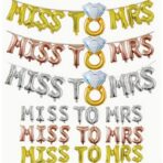 Set Baloane din Folie Metalizata, Embo, Model Miss to Mrs cu Inel de Logodna, Litere de 40 cm, Tema Iubire, Baloane Party, Ambalaj Individual, Pai Inclus, Umflare cu Aer sau Heliu, Roz - imagine 2