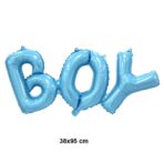 Set Baloane din Folie Metalizată, Embo, Model Scris Boy, 38x95 cm, Tematica Baby Shower, Baloane Party, Ambalaj Individual, Pai Inclus, Umflare cu Aer sau Heliu, Albastru - imagine 2