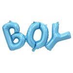 Set Baloane din Folie Metalizată, Embo, Model Scris Boy, 38x95 cm, Tematica Baby Shower, Baloane Party, Ambalaj Individual, Pai Inclus, Umflare cu Aer sau Heliu, Albastru