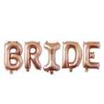 Set Baloane din Folie Metalizata, Embo, Model Scris Bride, Litere de 100 cm, Tema Iubire, Baloane Party, Ambalaj Individual, Pai Inclus, Umflare cu Aer sau Heliu, Roz